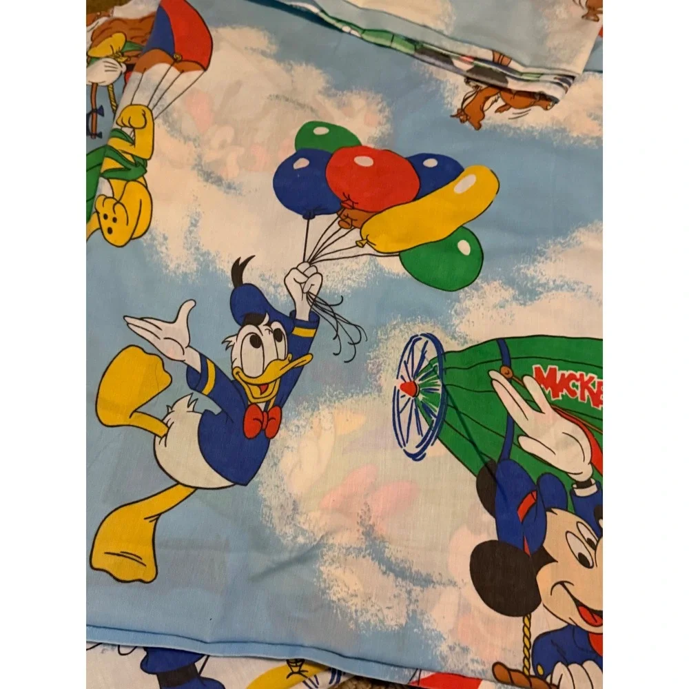 VTG 5pc Disney Mickey Air Mobile Twin Sheet Set Pacific Dumbo Donald Duck Blue